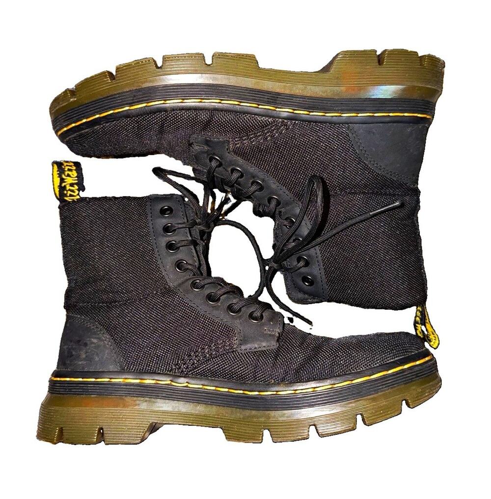 Dr. Martens Combs Black Canvas Lace-Up Ankle Combat Boots